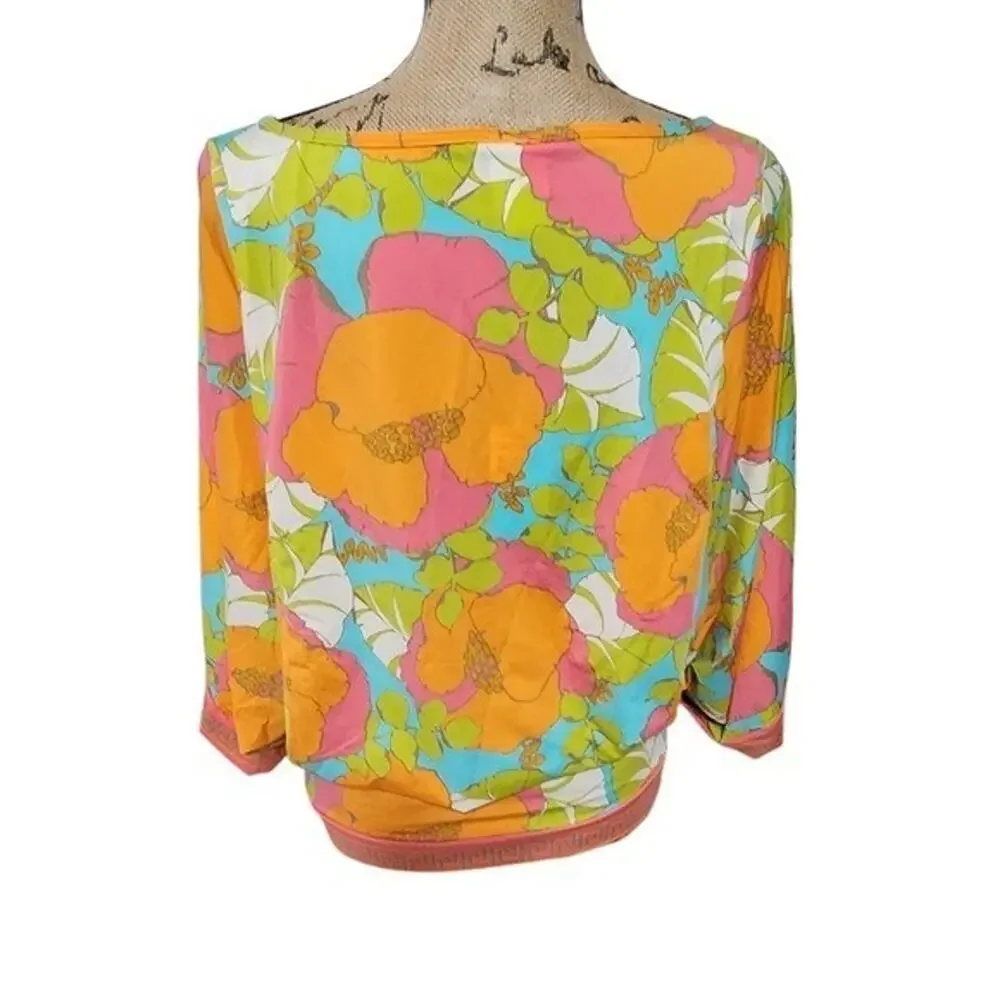 Trina Turk orange and pink 60s 70s PLAYA DE FLOR SWIM TUNIC size medium new!!!